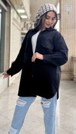 مانتو شومیزی اسپرت دو جیب لینن کد 1282 - Image 5