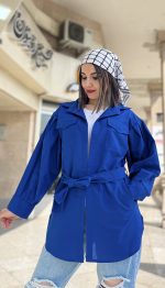 مانتو دو جیب کمربند دار کد 1301