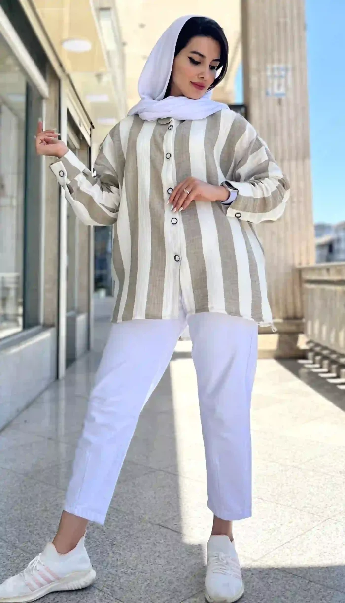مانتو راه راه تابستانه کد 1319 - Image 8