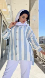 مانتو راه راه تابستانه کد 1319 - Image 9