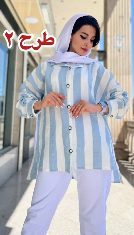 مانتو راه راه تابستانه کد 1319