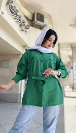 مانتو دو جیب کمربند دار کد 1322