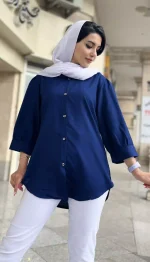 مانتو آستین پفی جلو دکمه جدید کد 1323 - Image 8