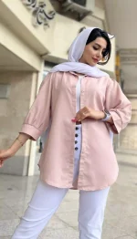 مانتو آستین پفی جلو دکمه جدید کد 1323 - Image 10