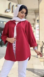 مانتو آستین پفی جلو دکمه جدید کد 1323 - Image 5