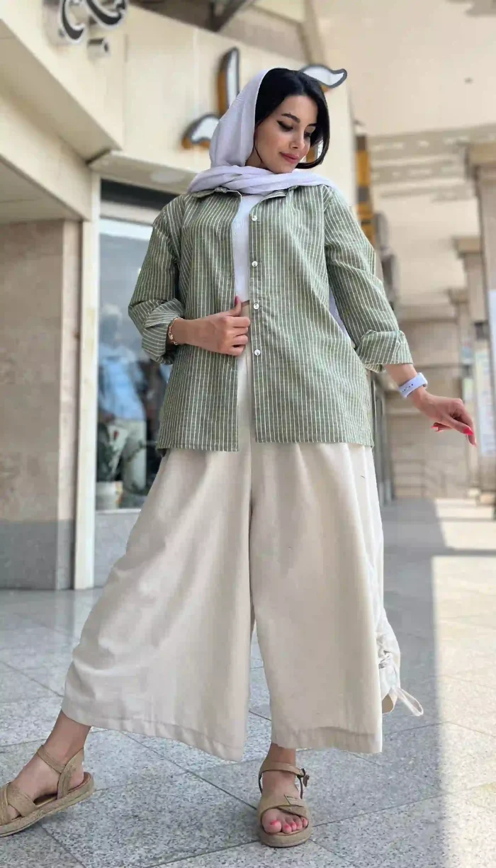 مانتو لینن راه راه تابستانه کد 1325 - Image 17