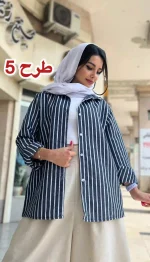 مانتو لینن راه راه تابستانه کد 1325 - Image 6