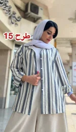 مانتو لینن راه راه تابستانه کد 1325 - Image 16