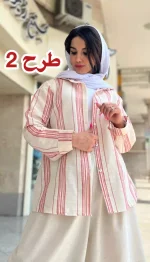 مانتو لینن راه راه تابستانه کد 1325 - Image 3