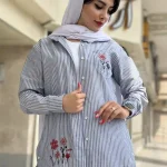 مانتو شانتون خامه دوزی راه راه کد 1336