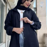 شومیز مانتویی مشکی کد 1338