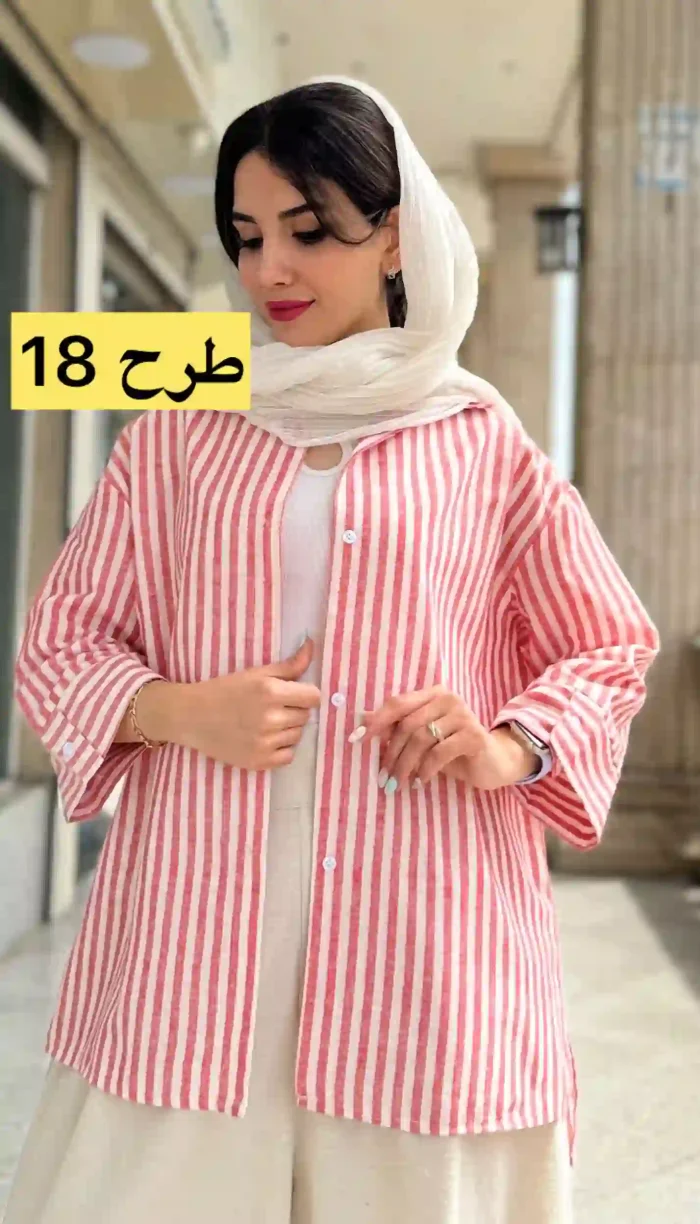 مانتو لینن آستین 3 ربع تابستانه کد 1348 - Image 18