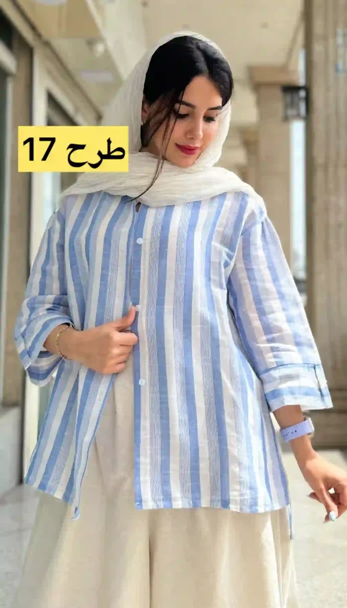 مانتو لینن آستین 3 ربع تابستانه کد 1348 - Image 17