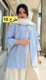 مانتو لینن آستین 3 ربع تابستانه کد 1348 - Image 16