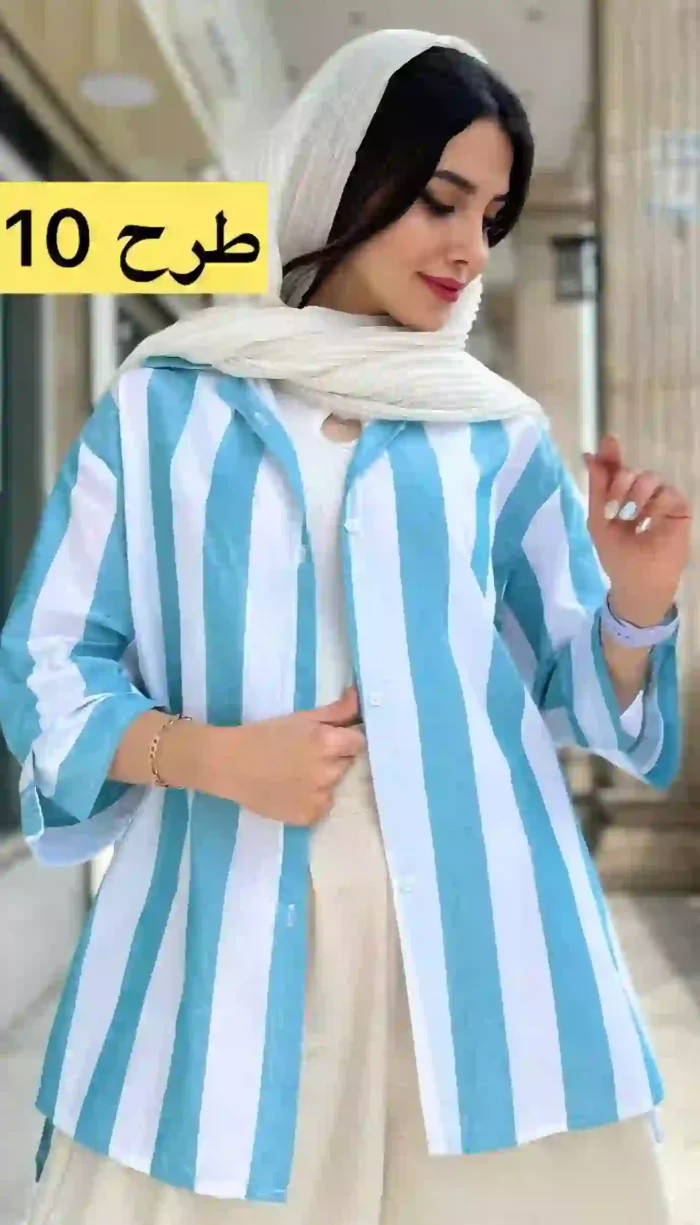 مانتو لینن آستین 3 ربع تابستانه کد 1348 - Image 10