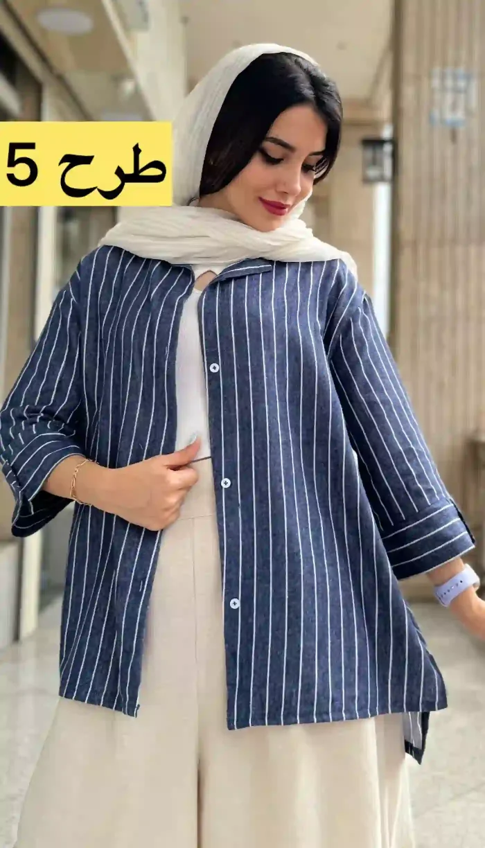 مانتو لینن آستین 3 ربع تابستانه کد 1348 - Image 6