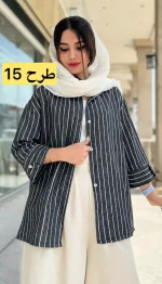 مانتو لینن آستین 3 ربع تابستانه کد 1348 - Image 15