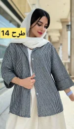 مانتو لینن آستین 3 ربع تابستانه کد 1348 - Image 14
