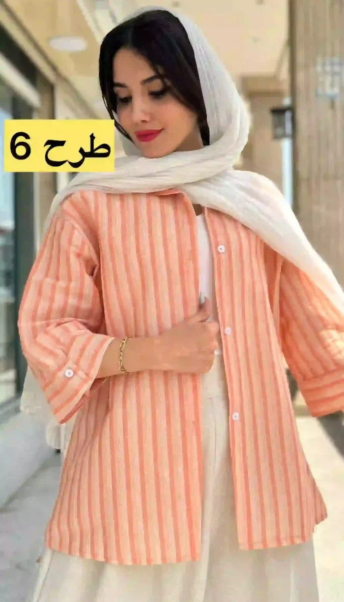 مانتو لینن آستین 3 ربع تابستانه کد 1348 - Image 7