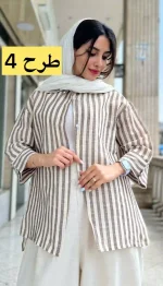 مانتو لینن آستین 3 ربع تابستانه کد 1348 - Image 5