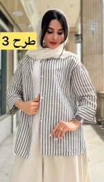مانتو لینن آستین 3 ربع تابستانه کد 1348 - Image 4