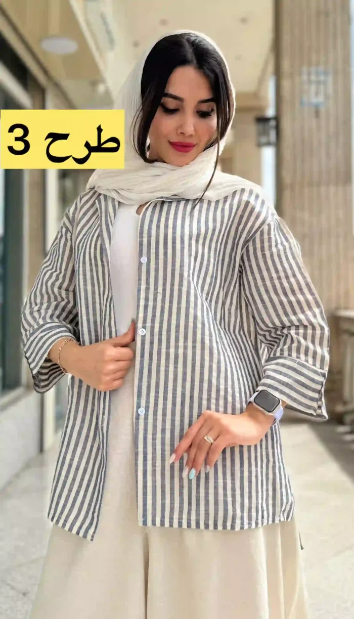مانتو لینن آستین 3 ربع تابستانه کد 1348 - Image 4
