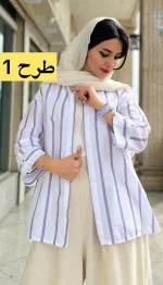 مانتو لینن آستین 3 ربع تابستانه کد 1348 - Image 2