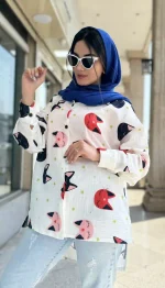 مانتو بیسکوییتی طرحدار کد 1356