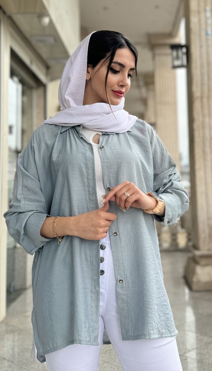 مانتو شومیزی کرسپو جلو دکمه کد 1368 - Image 8