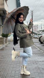 ترنچ کت کوتاه مدل خورشید کد 1395 - Image 9