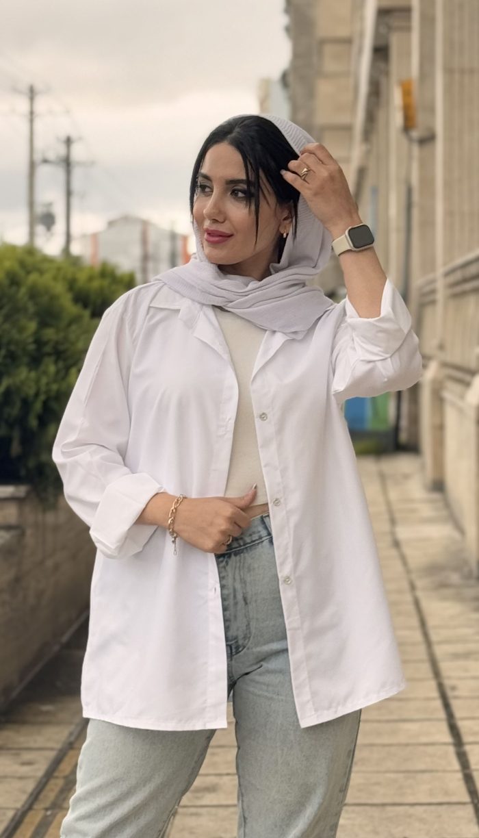 مانتو شومیزی سفید کد 1423 - Image 4