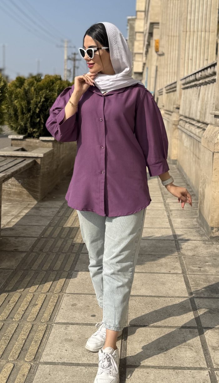 مانتو آستین پفی جلو دکمه کد 1439 - Image 5