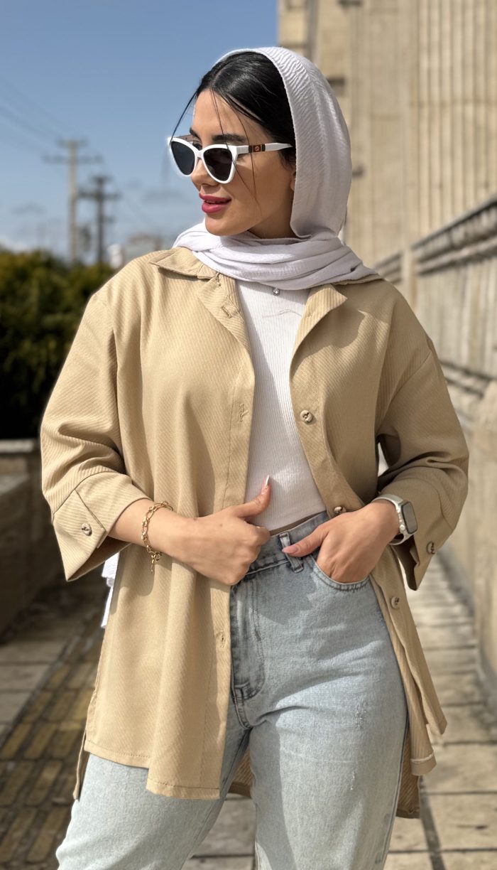 مانتو ژاکارد کجراه پاستیلی کد 1440 - Image 2