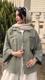 مانتو اطلس دو جیب کد 1462 - Image 9