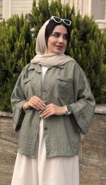 مانتو اطلس دو جیب کد 1462 - Image 6