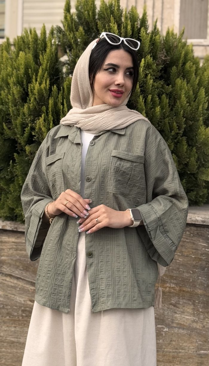 مانتو اطلس دو جیب کد 1462 - Image 6
