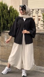 مانتو اطلس دو جیب کد 1462 - Image 8