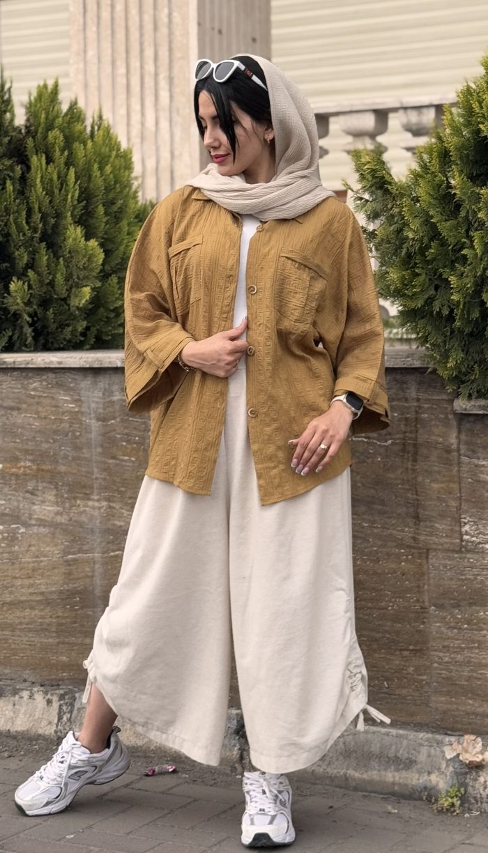 مانتو اطلس دو جیب کد 1462 - Image 7