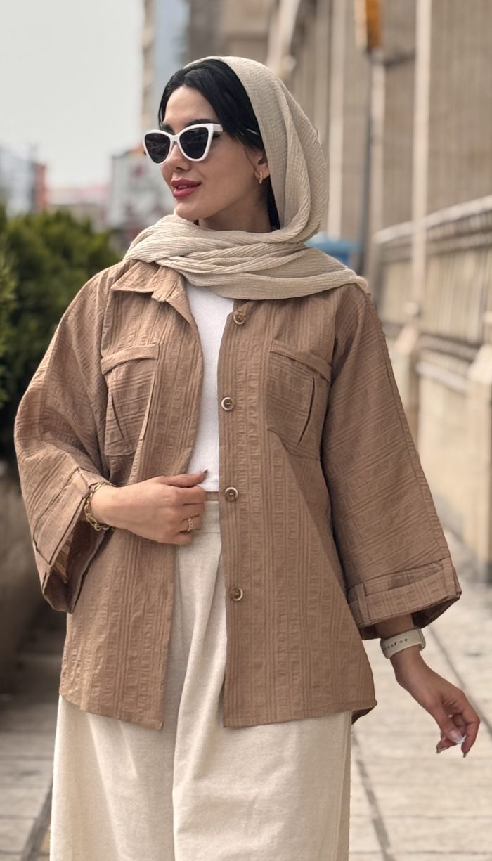 مانتو اطلس دو جیب کد 1462 - Image 2