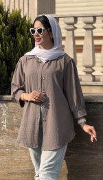 مانتو اطلس جلو دکمه کد 1471 - Image 12