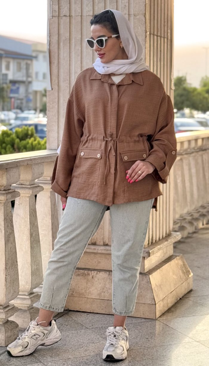 مانتو کمر کش ( کمربند دار ) صوفیا کد 1489 - Image 6