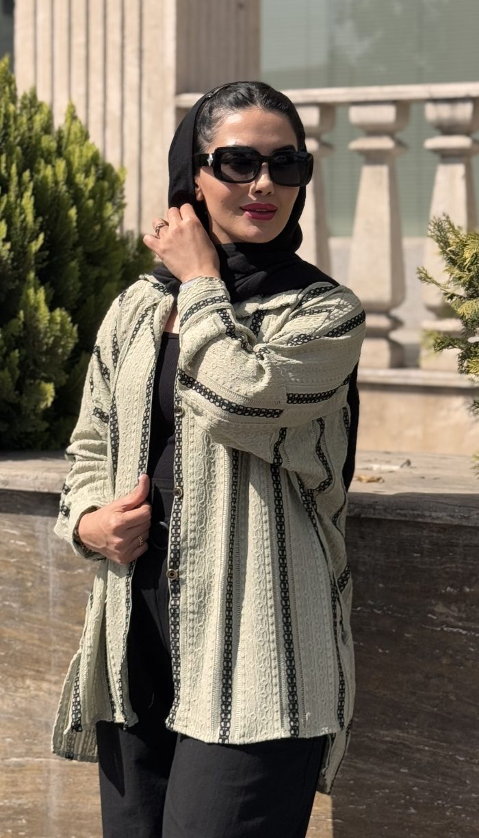 مانتو پارچه قلاب دوزی مدل النا کد 1498 - Image 3