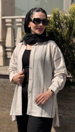 مانتو پارچه قلاب دوزی مدل النا کد 1498 - Image 2
