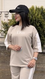 ست تیشرت باکسی و شلوار پاستیلی Dior کد 1501 - Image 7