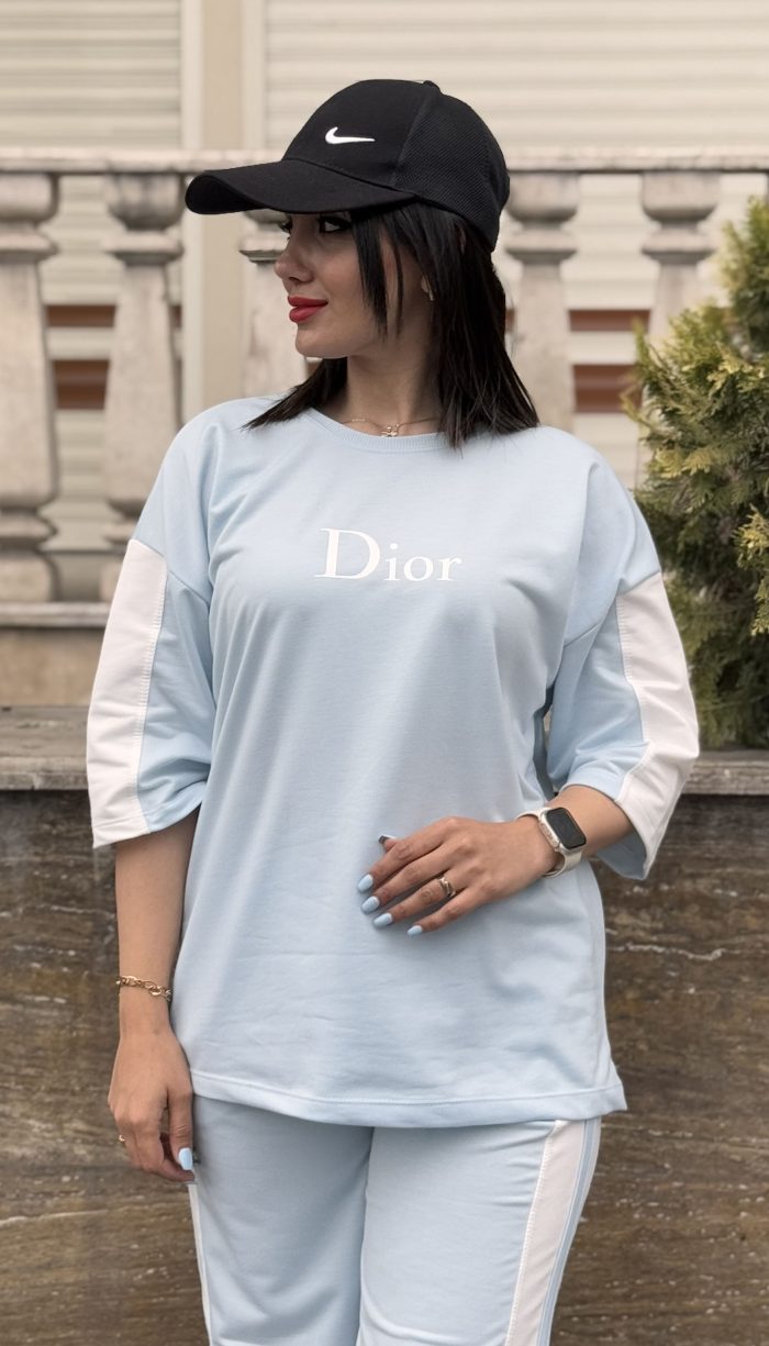 ست تیشرت باکسی و شلوار پاستیلی Dior کد 1501 - Image 2