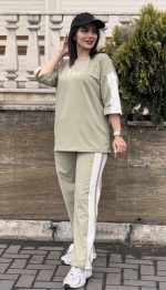 ست تیشرت باکسی و شلوار پاستیلی Dior کد 1501 - Image 3