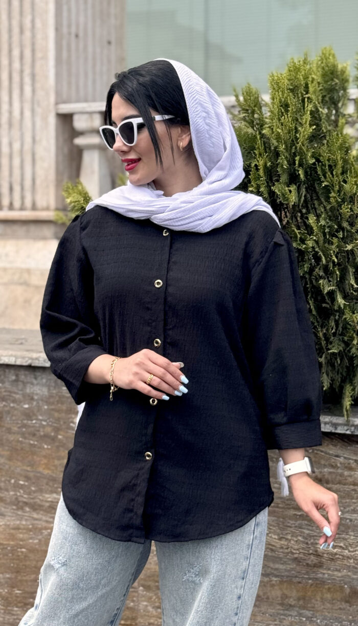 مانتو مشکی آستین پفی کد 1511 - Image 2