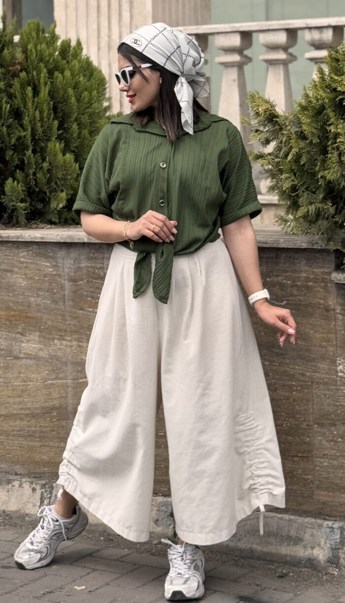 شومیز گره ای بیسکوییتی کد 1516 - Image 4
