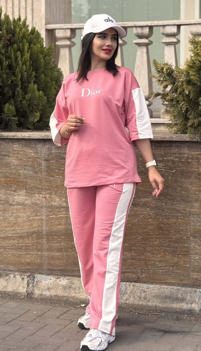 ست تیشرت باکسی و شلوار پاستیلی Dior کد 1501 - Image 4