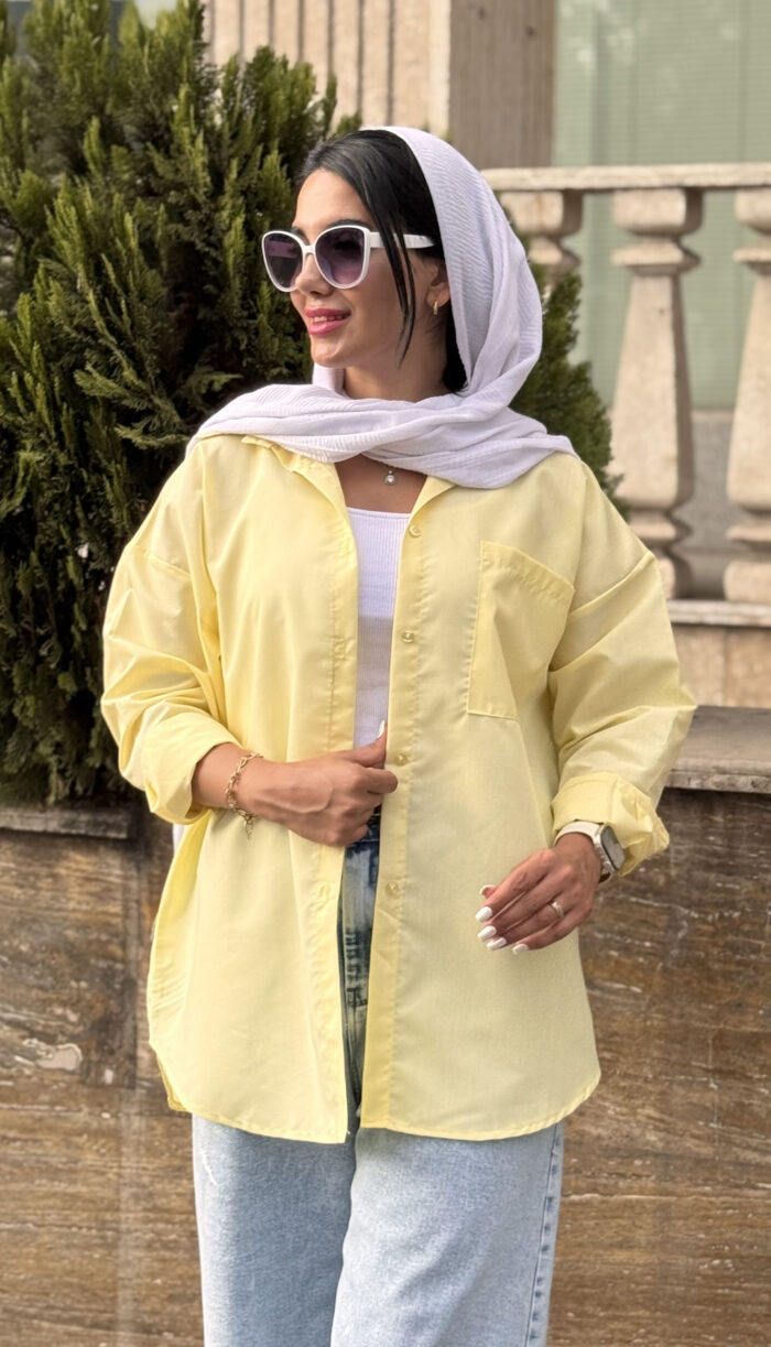 مانتو تک جیب Mango زرد کره و صورتی باربی کد 1553 - Image 3